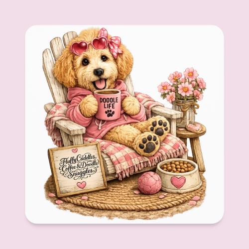 Just Enjoying Life Doodle Dog - Square Magnet