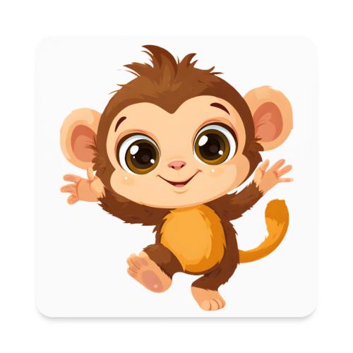 Dancing Baby Monkey Joyful - Square Magnet