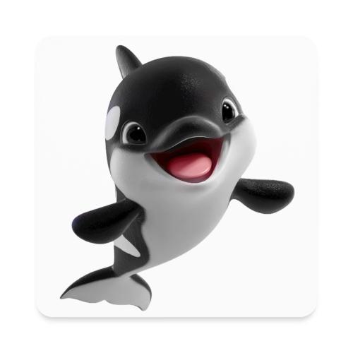 Smiling Cartoon Baby Orca - Square Magnet