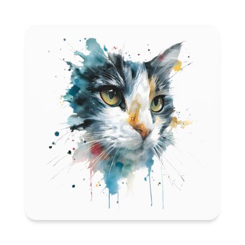 Watercolor cat face - Square Magnet