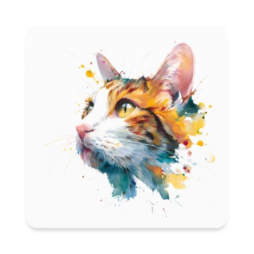 Cat: Feline Ink Burst - Square Magnet