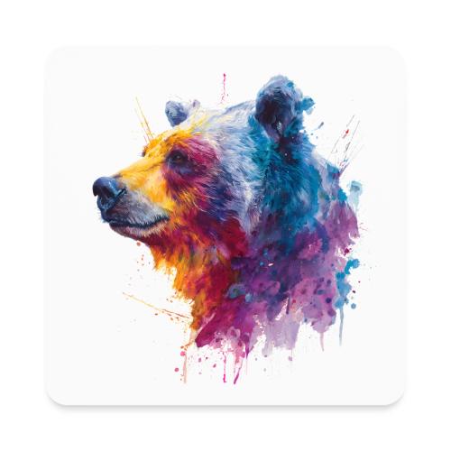 Watercolor Bear Portrait - Square Magnet