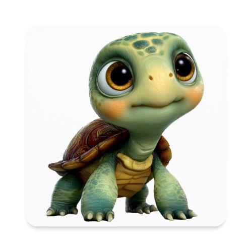 Adorable Cartoon Baby Turtle with Big Eyes - Square Magnet