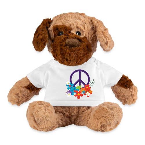 Hippie Peace Design With Flowers - Dog