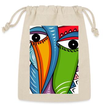 Dual Abstract Faces with Bold Colors - Reusable Gift Bag - Natural - Front