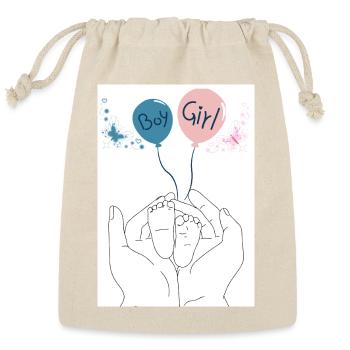 Adorable Baby Hand Heart Balloons Design - Reusable Gift Bag - Natural - Front