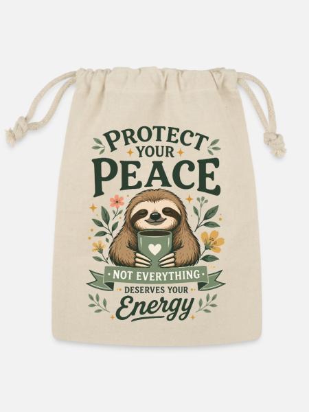 Protect Your Peace Sloth - Reusable Gift Bag - Natural