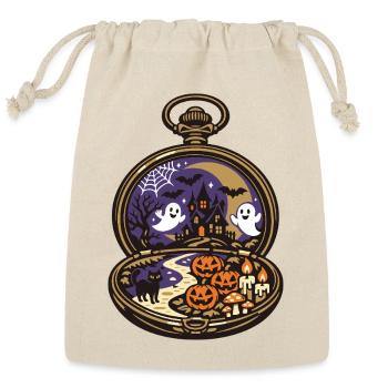 Pocket Watch Halloween Scene - Reusable Gift Bag - Natural - Front
