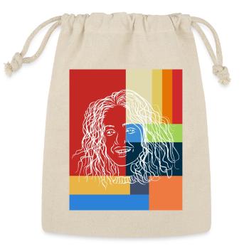 Colorful Smile Portrait Girl - Reusable Gift Bag - Natural - Front