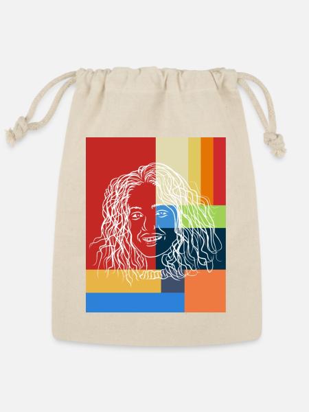Colorful Smile Portrait Girl - Reusable Gift Bag - Natural