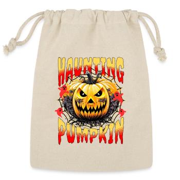Unique and Special Halloween Haunting Pumpkin Art - Reusable Gift Bag - Natural - Front