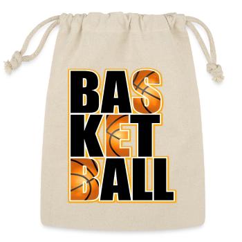 Basketball Bold Text with Ball Motif - Reusable Gift Bag - Natural - Front