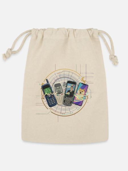 Retro Phone Evolution - Reusable Gift Bag - Natural