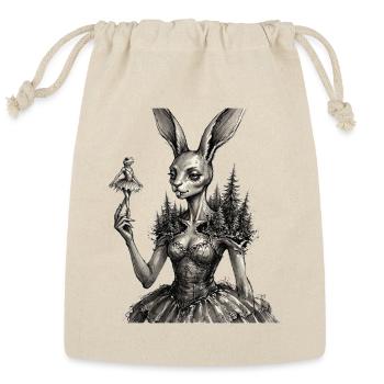 Gothic Rabbit Forest Witch – Dark Surreal Ballet  - Reusable Gift Bag - Natural - Front