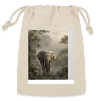 Mistbound Elephant in Dawn Forest - Reusable Gift Bag - Natural - Front
