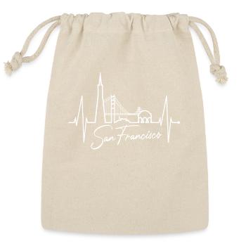 San Francisco Skyline Heartbeat California Lover - Reusable Gift Bag - Natural - Front