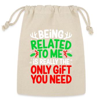 Being Related To Me Funny Christmas Family Xmas - Reusable Gift Bag - Natural - Front