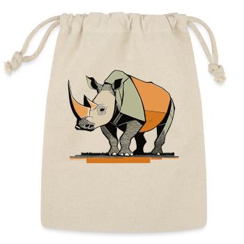 Stylized Rhino Art for Unique Apparel - Reusable Gift Bag - Natural - Front