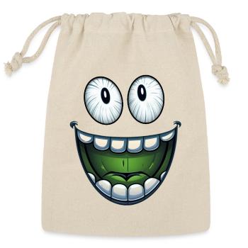 Grinning Green face - Reusable Gift Bag - Natural - Front
