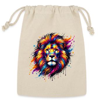 Colorful Lion Head Art - Reusable Gift Bag - Natural - Front