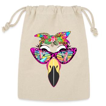 Flamingo face Funny Summer Sunglasses - Reusable Gift Bag - Natural - Front