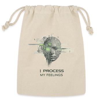 Futuristic Human-AI Fusion Design - Reusable Gift Bag - Natural - Front