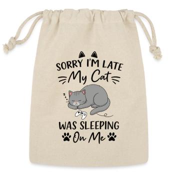 Sorry I’m Late My Cat Was Sleeping On Me  - Reusable Gift Bag - Natural - Front