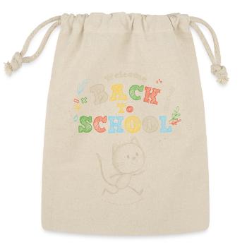 Whimsical Back to School Cat Design - Reusable Gift Bag - Natural - Front