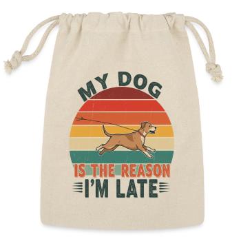 My Dog is the Reason I’m Late – Retro Vintage Dog - Reusable Gift Bag - Natural - Front