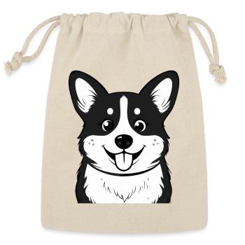 Happy Corgi Face - Reusable Gift Bag - Natural - Front