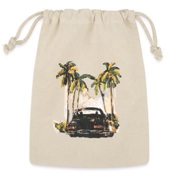 Car with Palm Trees  - Reusable Gift Bag - Natural - Front