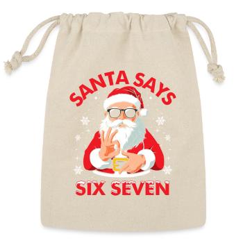 Funny Six Seven 6 7 Meme Santa Christmas - Reusable Gift Bag - Natural - Front