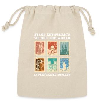 Vintage Philately Stamp Collecting - Reusable Gift Bag - Natural - Front