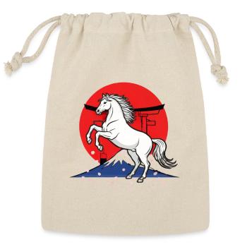 Samurai Spirit Horse & Torii – Japanese Red Sun De - Reusable Gift Bag - Natural - Front