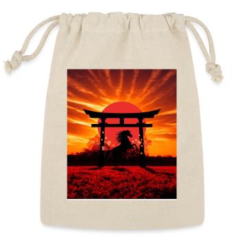 Japanese Sunset Horse & Torii – Rising Sun Art - Reusable Gift Bag - Natural - Front