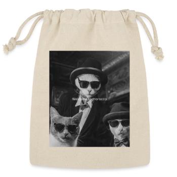 Morocco Cats in Dapper Style - Reusable Gift Bag - Natural - Front