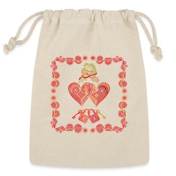 Valentines Day Matching Couple Heart Love - Reusable Gift Bag - Natural - Front