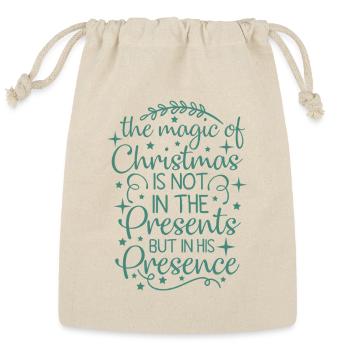 Christmas In His Presence Christmas Xmas Holiday - Reusable Gift Bag - Natural - Front