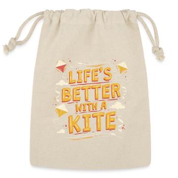 Life's Better With A Kite Flying - Reusable Gift Bag - Natural - Front
