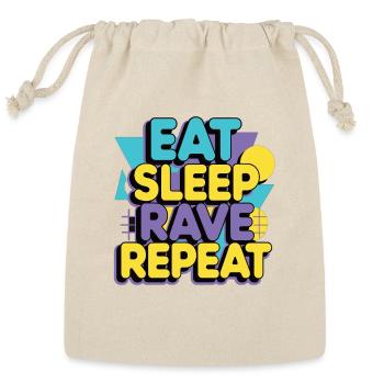 Eat Sleep Rave Repeat – Techno Party Saying - Reusable Gift Bag - Natural - Front