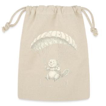 Funny Skydiving Beaver Design Cute Parachute  - Reusable Gift Bag - Natural - Front