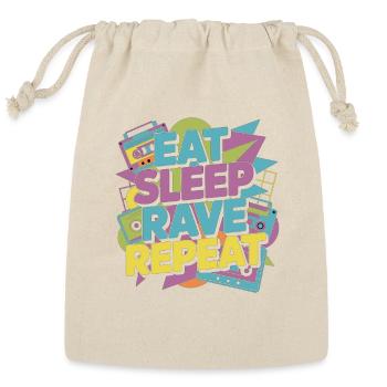 Eat Sleep Rave Repeat – Techno Party Saying - Reusable Gift Bag - Natural - Front