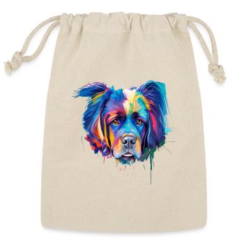 Mastiff Dog Portrait Vibrant Oil Painting Art - Reusable Gift Bag - Natural - Front