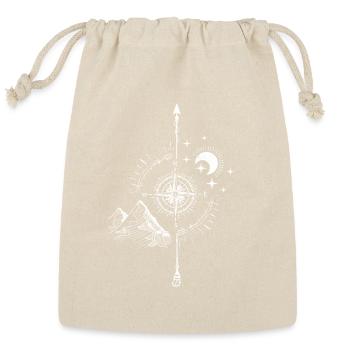 Sketched Compass, Mountain & Night Sky - Reusable Gift Bag - Natural - Front