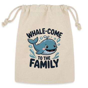 Whale-Come to the Family Bubbles Cute Whale Fun - Reusable Gift Bag - Natural - Front