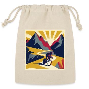 Cyclist Mountain Descent Geometric Poster Art - Reusable Gift Bag - Natural - Front