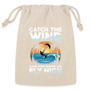  Catch the Wind: Kite Surfing Adventure with Palm - Reusable Gift Bag - Natural - Front