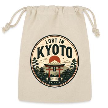 Lost in Kyoto Vintage Travel Badge Japan - Reusable Gift Bag - Natural - Front