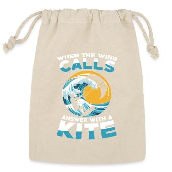  When the Wind Calls Answer with a Kite Surfing - Reusable Gift Bag - Natural - Front