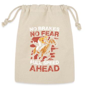  No Brakes No Fear Full Speed Ahead Horse Racing - Reusable Gift Bag - Natural - Front